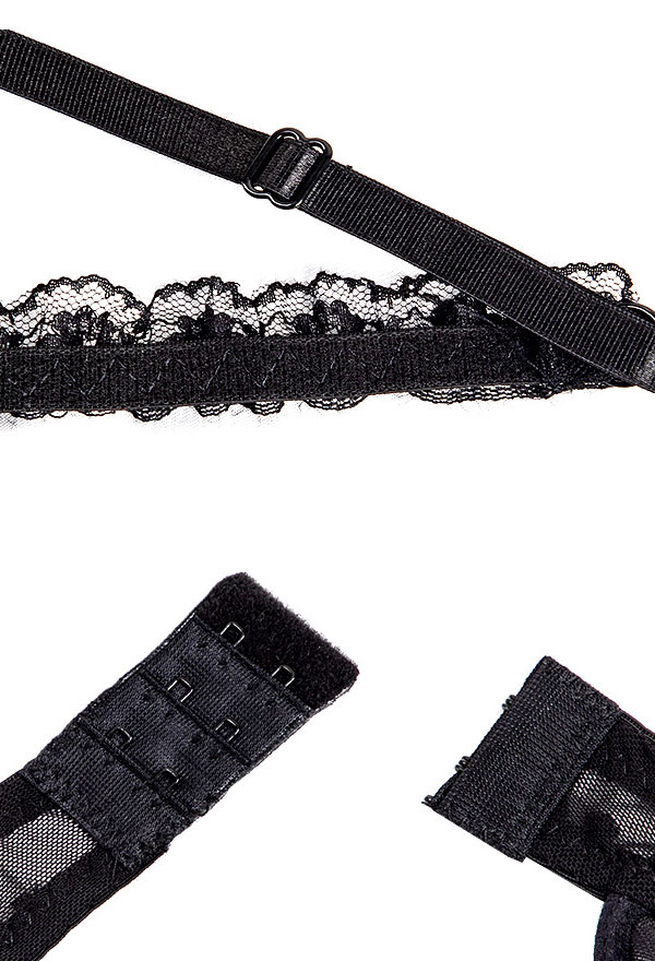 Woman Sexy Slim Corset Lingerie Vintage Style Black Lace Floral Pattern Backless Tutu Dress Babydoll Bodysuit