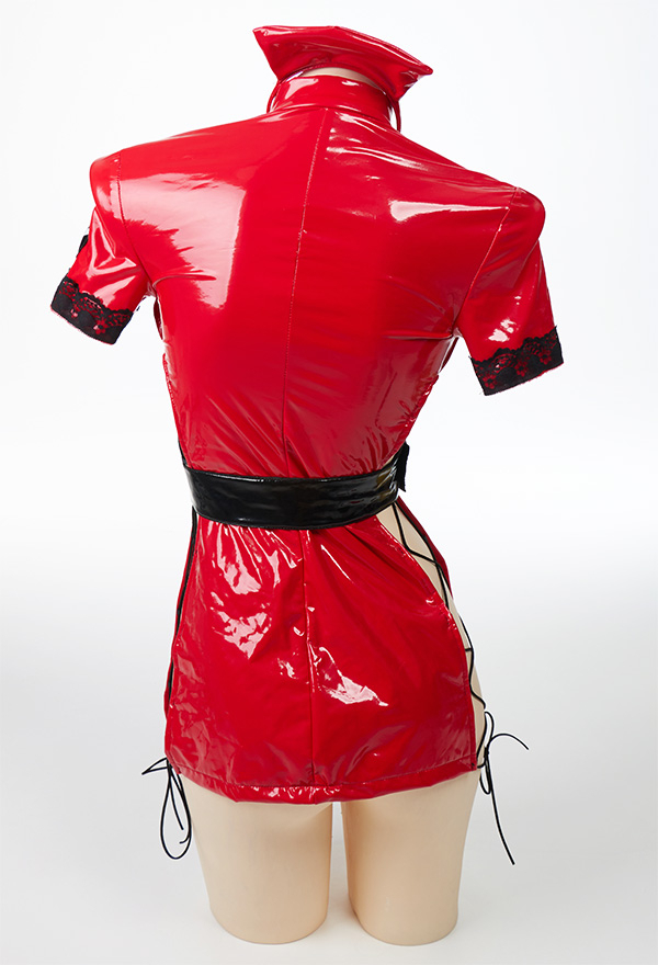 Ur Medi-sin Women Sexy Nurse Uniform Shiny Leather Buckle-up Open Chest Lingerie Ur Medi-sin Women Sexy Nurse Uniform Shiny Leather Buckle-up Open Chest Lingerie