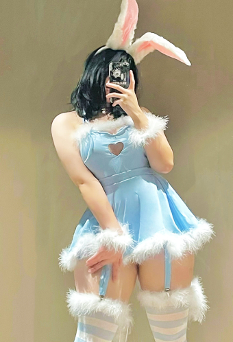 Kiss Tonight Women Sexy Blue Furry Hollow Halter Lingerie Dress