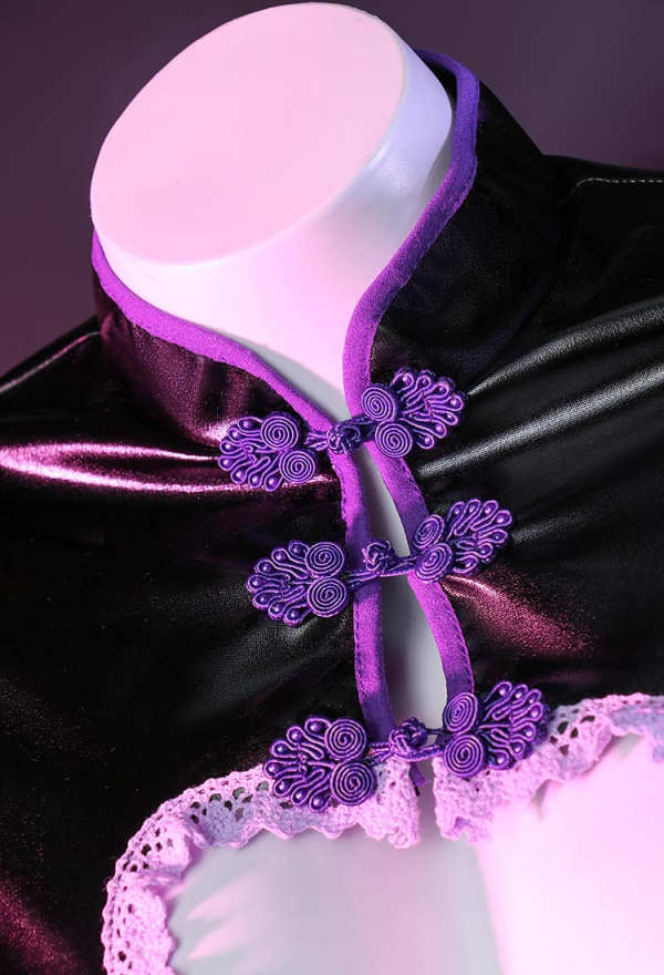Call me Baby Women Gothic Sexy Cheongsam Style Black Purple Heart-Shaped Cutout Lingerie Dress Call me Baby Women Gothic Sexy Cheongsam Style Black Purple Heart-Shaped Cutout Lingerie Dress