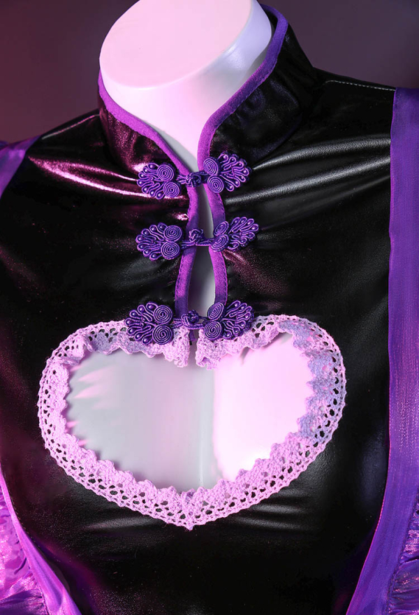 Call me Baby Women Gothic Sexy Cheongsam Style Black Purple Heart-Shaped Cutout Lingerie Dress Call me Baby Women Gothic Sexy Cheongsam Style Black Purple Heart-Shaped Cutout Lingerie Dress