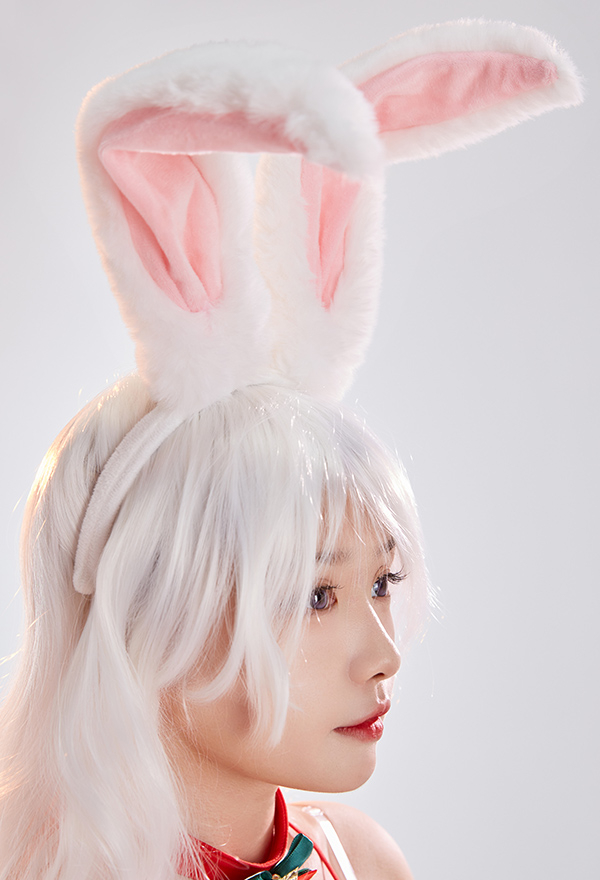 Xmas Bunny Women Sexy Red Halter Backless Plush Hem Heart Shape Cutout Lingerie Dress