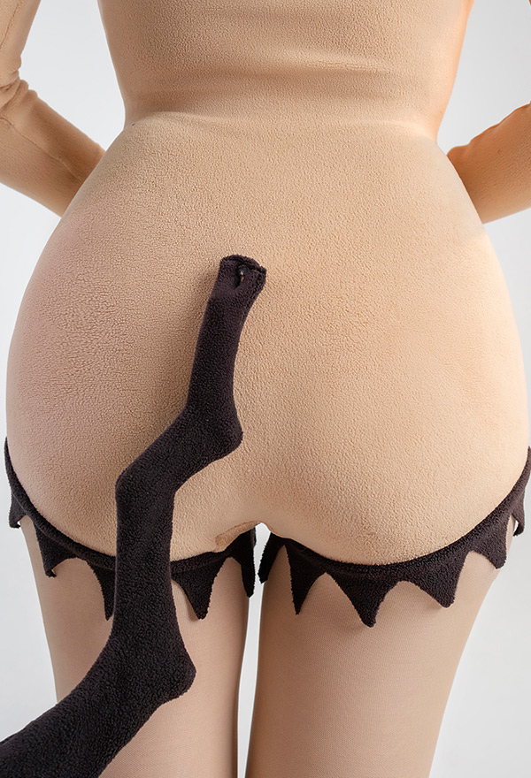 Ghost Mouse Sexy Fluffy Hooded Deep V Bodysuit Rompers with Choker and Socks Ghost Mouse Sexy Fluffy Hooded Deep V Bodysuit Rompers with Choker and Socks