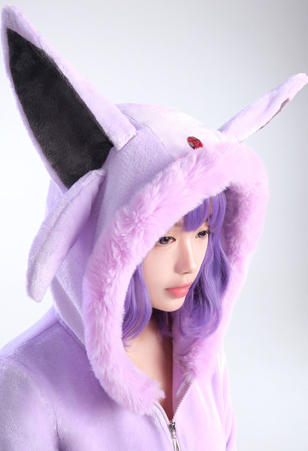 Moon Fox Purple Sexy Romper Plush Hooded and Socks with Tail Belt and Socks Moon Fox Purple Sexy Romper Plush Hooded and Socks with Tail Belt and Socks