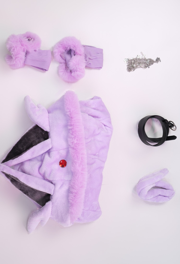Moon Fox Purple Sexy Romper Plush Hooded and Socks with Tail Belt and Socks Moon Fox Purple Sexy Romper Plush Hooded and Socks with Tail Belt and Socks