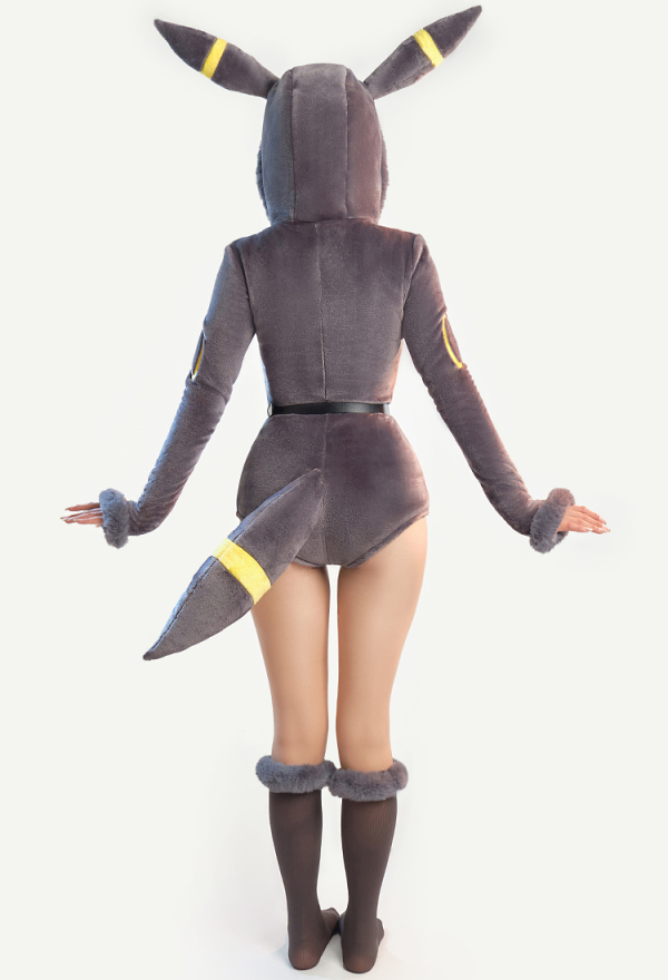 Moonlight Fox Dark Gray Sexy Romper Bodysuit Plush Hooded and Socks with Belt and Tail Moonlight Fox Dark Gray Sexy Romper Bodysuit Plush Hooded and Socks with Belt and Tail