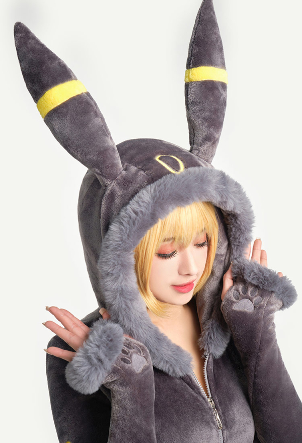 Moonlight Fox Dark Gray Sexy Romper Bodysuit Plush Hooded and Socks with Belt and Tail Moonlight Fox Dark Gray Sexy Romper Bodysuit Plush Hooded and Socks with Belt and Tail