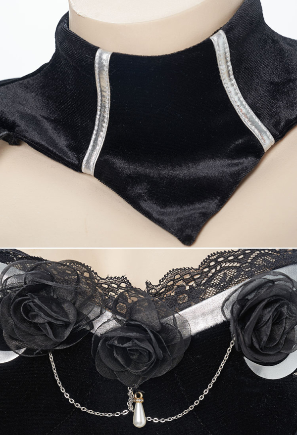 Love Poetry Sexy Black Rose Decoration Sexy Lace Lingerie with Cloak and Stocking Love Poetry Sexy Black Rose Decoration Sexy Lace Lingerie with Cloak and Stocking