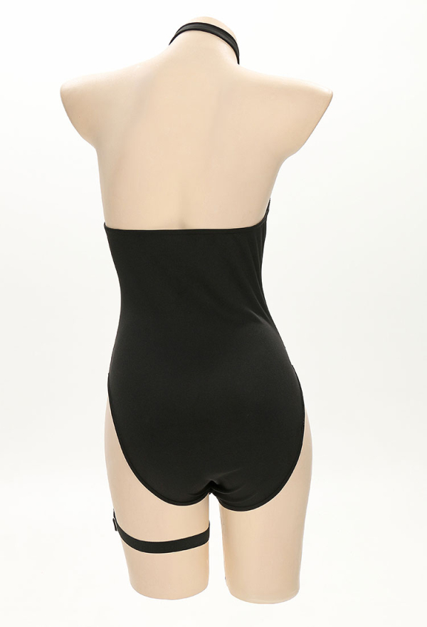 Exclusive Love Bodysuit Sexy Dark Style Lingerie with Hollow Chest and Chained-choker Exclusive Love Bodysuit Sexy Dark Style Lingerie with Hollow Chest and Chained-choker
