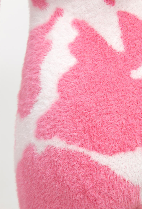 Pink Milk Cow Pattern Fluffy Bodycon Romper Sexy Lingerie Cow Print Furry Hooded Bodysuit Homewear
