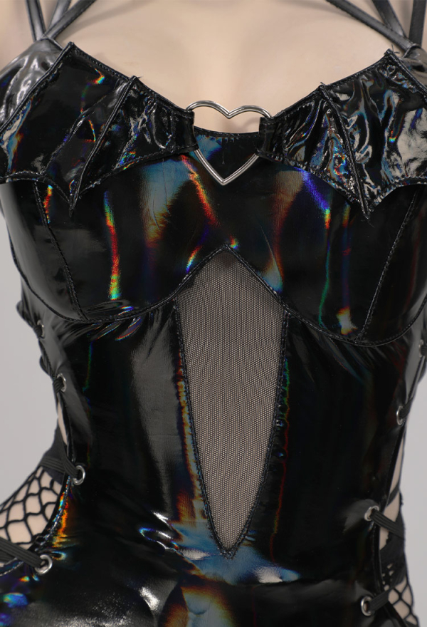 Devil Bunny Girl Sexy Black Bodysuit Lingerie Dark Style PU Leather One-Piece Bodysuit