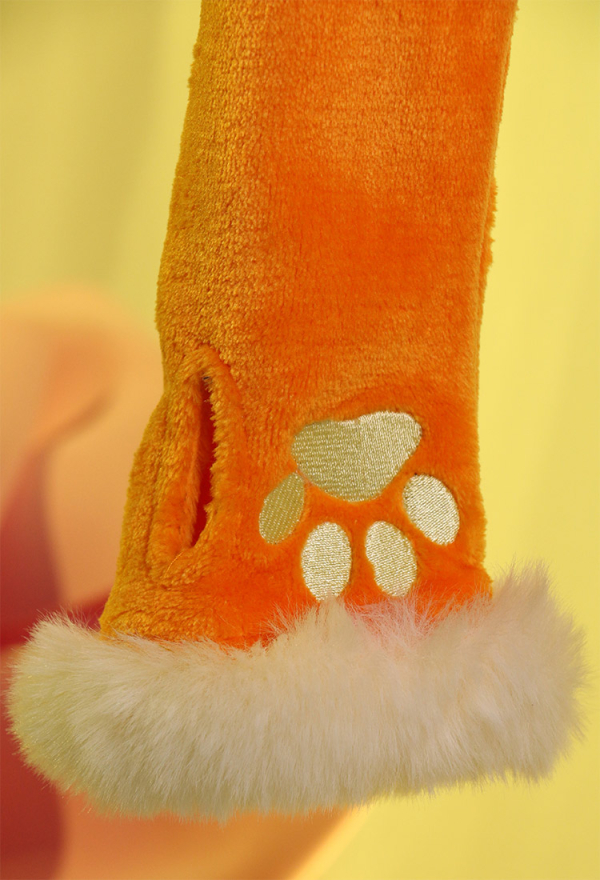Fire Fox Red Sexy Romper Bodysuit Plush Hooded and Socks with Belt and Tail