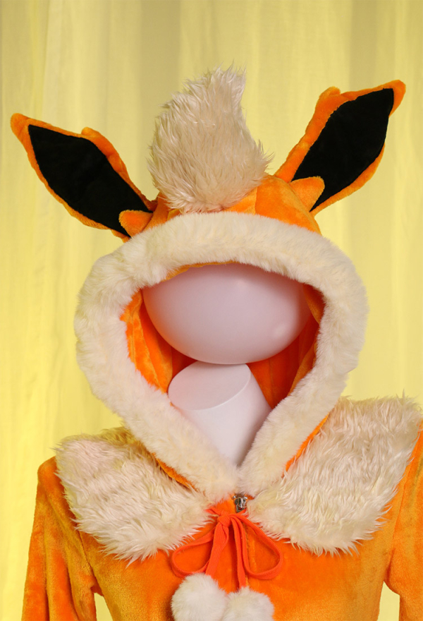 Fire Fox Red Sexy Romper Bodysuit Plush Hooded and Socks with Belt and Tail