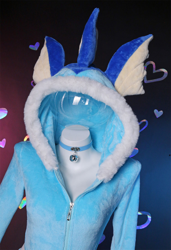 Cute Monster Fluffy Bodycon Romper Sexy Lingerie Blue Furry Hooded Bodysuit Jumpsuit Homewear with Tail Belt and Stockings Cute Monster Fluffy Bodycon Romper Sexy Lingerie Blue Furry Hooded Bodysuit Jumpsuit Homewear with Tail Belt and Stockings
