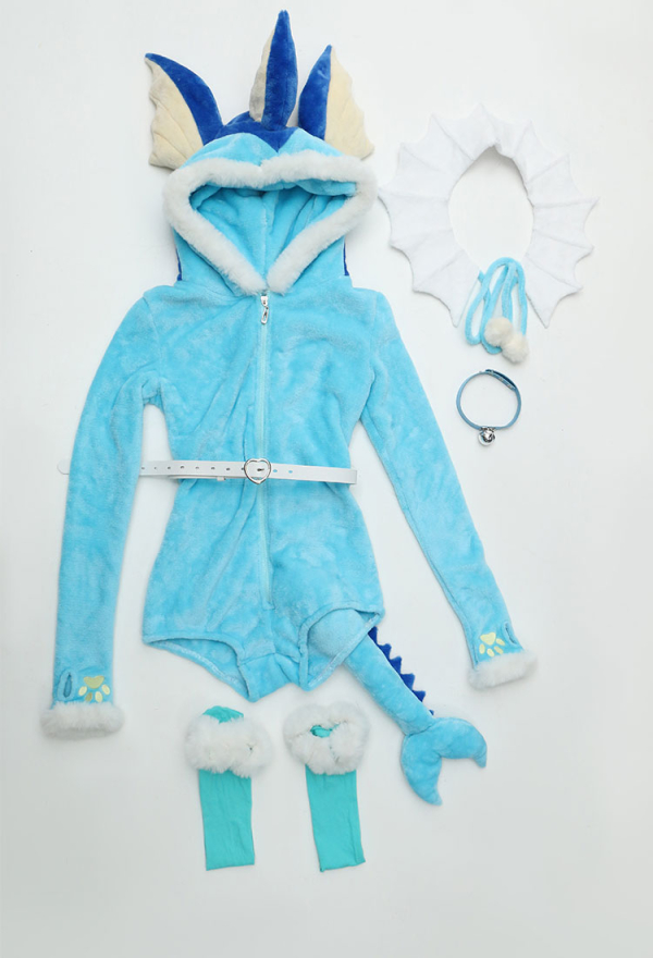 Cute Monster Fluffy Bodycon Romper Sexy Lingerie Blue Furry Hooded Bodysuit Jumpsuit Homewear with Tail Belt and Stockings Cute Monster Fluffy Bodycon Romper Sexy Lingerie Blue Furry Hooded Bodysuit Jumpsuit Homewear with Tail Belt and Stockings
