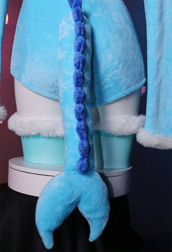 Cute Monster Fluffy Bodycon Romper Sexy Lingerie Blue Furry Hooded Bodysuit Jumpsuit Homewear with Tail Belt and Stockings Cute Monster Fluffy Bodycon Romper Sexy Lingerie Blue Furry Hooded Bodysuit Jumpsuit Homewear with Tail Belt and Stockings
