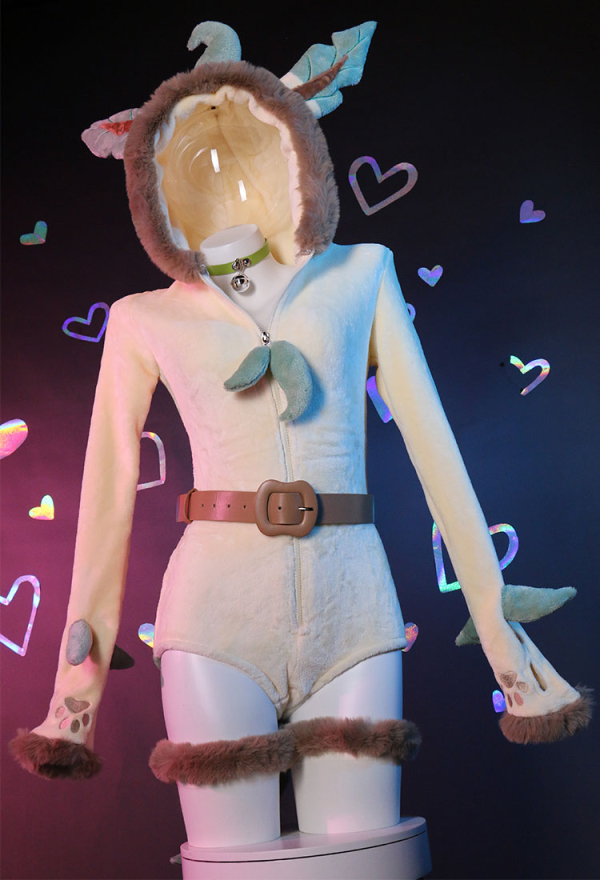 Cute Monster Fluffy Bodycon Romper Sexy Lingerie Yellow Furry Hooded Bodysuit Jumpsuit Homewear with Tail Belt and Stockings Cute Monster Fluffy Bodycon Romper Sexy Lingerie Yellow Furry Hooded Bodysuit Jumpsuit Homewear with Tail Belt and Stockings