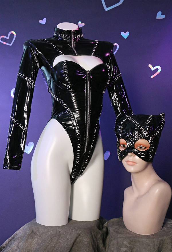 Cat Style Women Sexy Lingerie Bodysuit and Gloves with Leg Covers and Mask Cat Style Women Sexy Lingerie Bodysuit and Gloves with Leg Covers and Mask