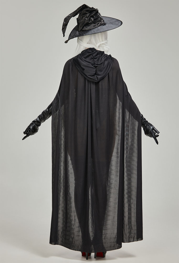 Meowcos.com SPELL ON YOU Gothic Dark Witch Style Lingerie Set Black Textured Lace-up Design Bodysuit with Cloak and Witch Hat Meowcos.com SPELL ON YOU Gothic Dark Witch Style Lingerie Set Black Textured Lace-up Design Bodysuit with Cloak and Witch Hat