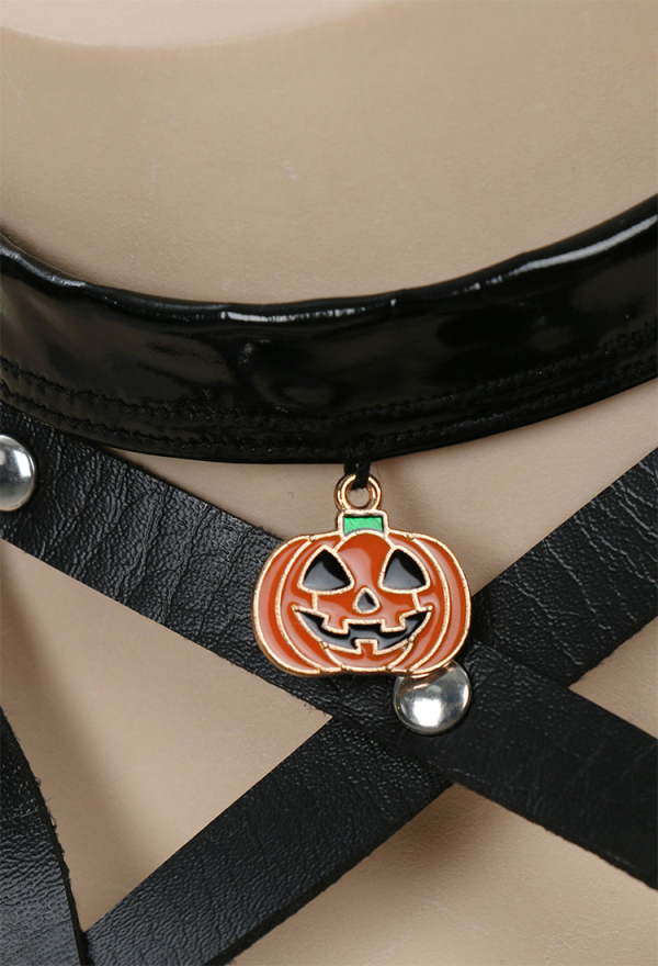 SPELL ON YOU Gothic Halloween Pumpkin Witch Party Set Strappy Top Bra and Mini Skirt Sexy Lingerie Set