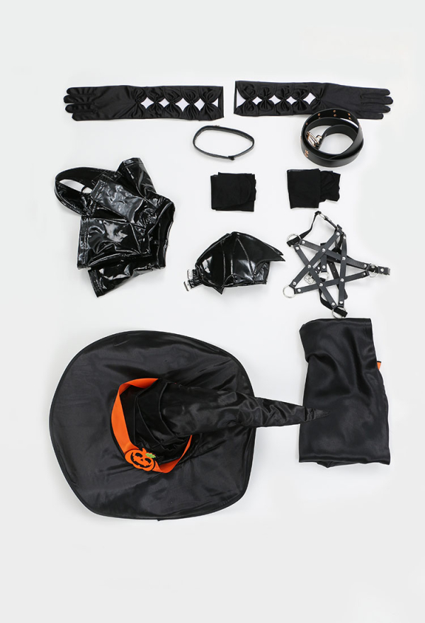 SPELL ON YOU Gothic Halloween Pumpkin Witch Party Set Strappy Top Bra and Mini Skirt Sexy Lingerie Set