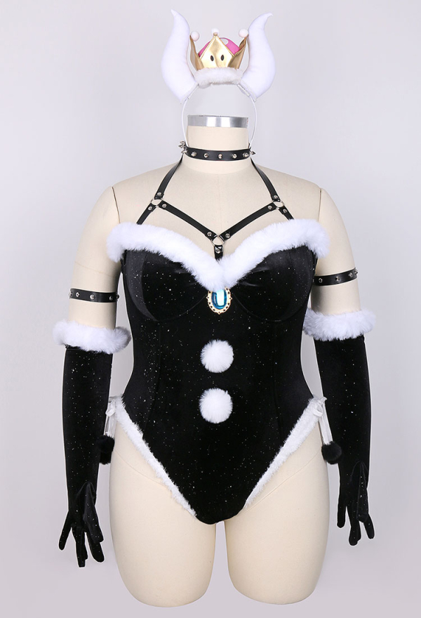 Silent Night Plus Size Gothic Christmas Sexy Lingerie Set Furry Bodysuit with Headwear Glvoes Stockings Silent Night Plus Size Gothic Christmas Sexy Lingerie Set Furry Bodysuit with Headwear Glvoes Stockings