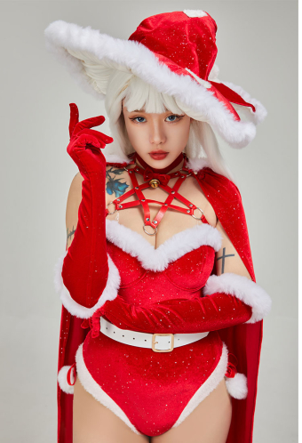 SPELL ON YOU Gothic Christmas Witch Uniform Party Outfit Sexy Red Bodysuit with Stockings Lingerie Set