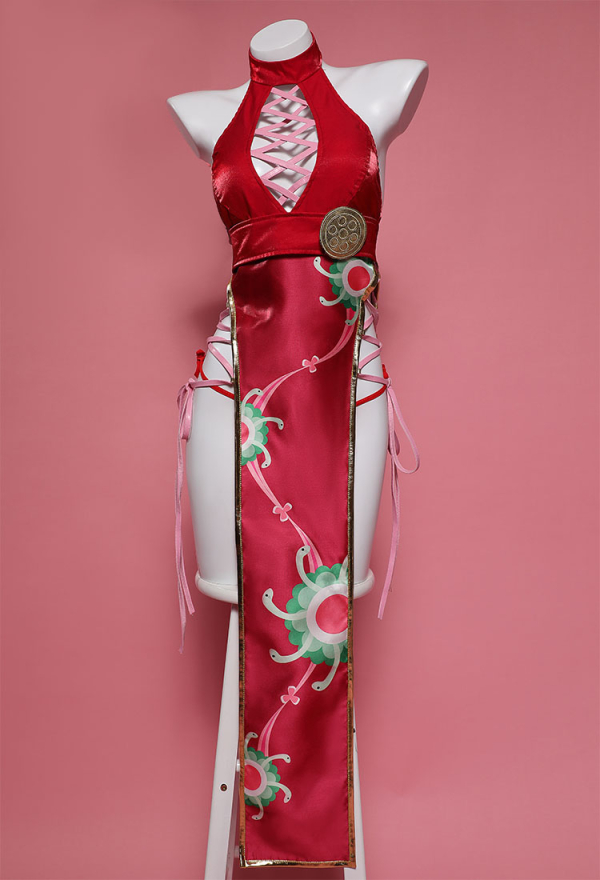 Sexy Lingerie Costume Halloween Cheongsam Style Halter High Slit Dress Outfit Sexy Lingerie Costume Halloween Cheongsam Style Halter High Slit Dress Outfit