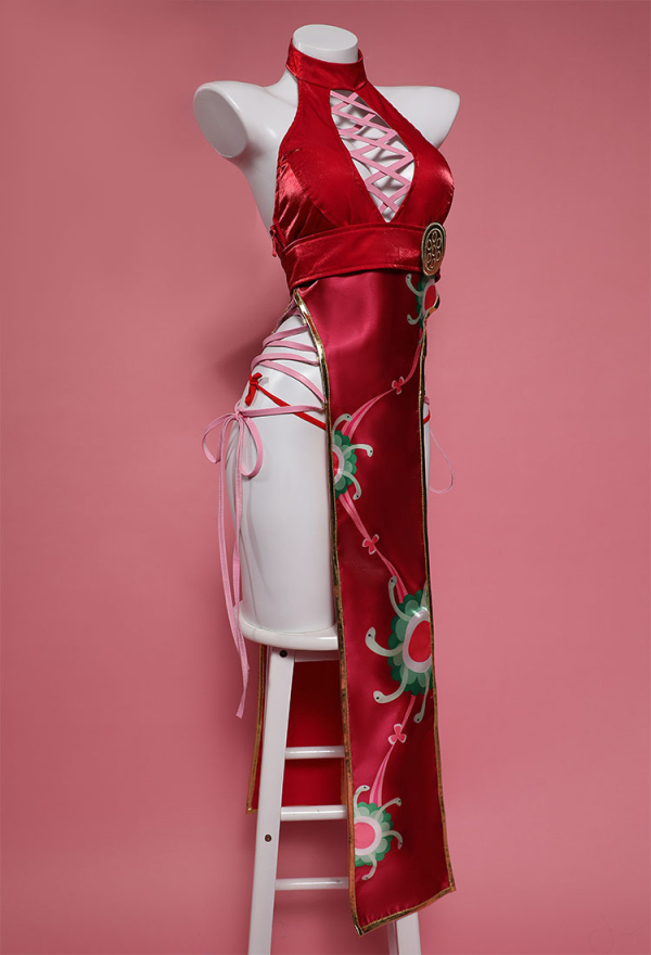 Sexy Lingerie Costume Halloween Cheongsam Style Halter High Slit Dress Outfit Sexy Lingerie Costume Halloween Cheongsam Style Halter High Slit Dress Outfit