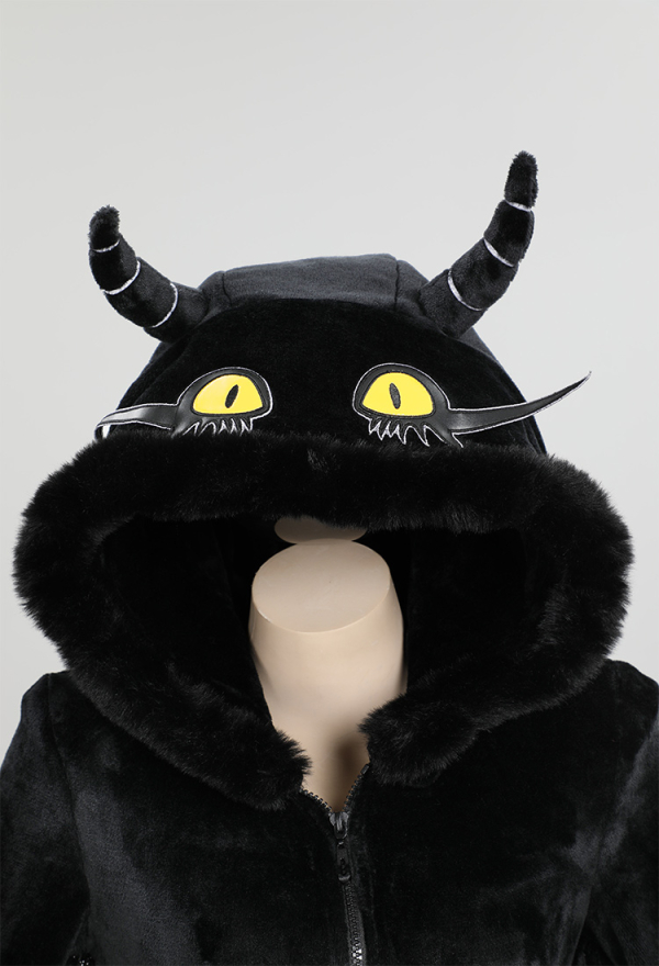 Killing Demon Gothic Hooded Loungewear Black Demon Style Bodysuit with Stockings