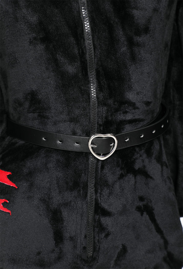Killing Demon Gothic Hooded Loungewear Black Demon Style Bodysuit with Stockings