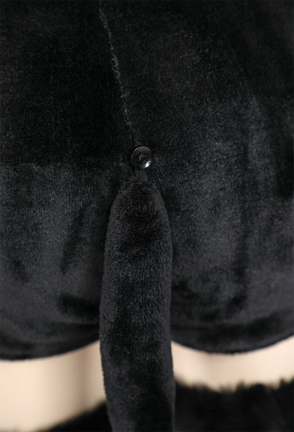 Moon Cat Sexy Lingerie Bodysuit Black Plush Hooded Romper with Belt and Tail Moon Cat Sexy Lingerie Bodysuit Black Plush Hooded Romper with Belt and Tail