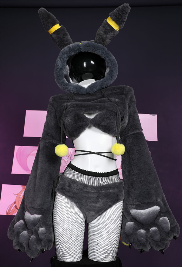 Moonlight Fox Dark Furry Paw Sexy Lingerie Kawaii Plush Homewear Paw Gloves Hoodie Top and Bra Bottoms with Stockings Moonlight Fox Dark Furry Paw Sexy Lingerie Kawaii Plush Homewear Paw Gloves Hoodie Top and Bra Bottoms with Stockings