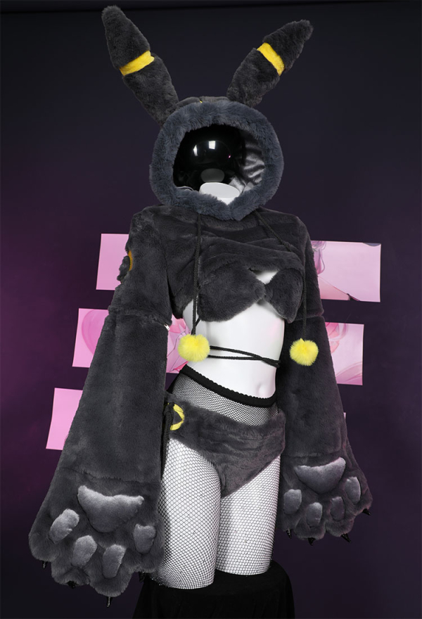 Moonlight Fox Dark Furry Paw Sexy Lingerie Kawaii Plush Homewear Paw Gloves Hoodie Top and Bra Bottoms with Stockings Moonlight Fox Dark Furry Paw Sexy Lingerie Kawaii Plush Homewear Paw Gloves Hoodie Top and Bra Bottoms with Stockings