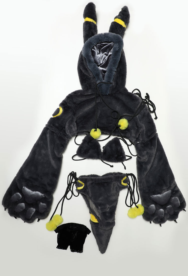 Moonlight Fox Dark Furry Paw Sexy Lingerie Kawaii Plush Homewear Paw Gloves Hoodie Top and Bra Bottoms with Stockings Moonlight Fox Dark Furry Paw Sexy Lingerie Kawaii Plush Homewear Paw Gloves Hoodie Top and Bra Bottoms with Stockings