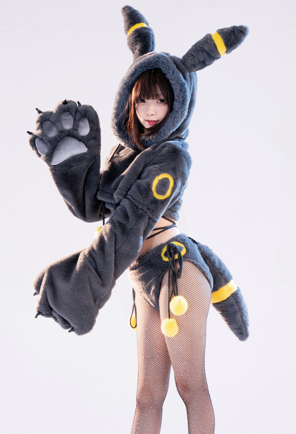 Moonlight Fox Dark Furry Paw Sexy Lingerie Kawaii Plush Homewear Paw Gloves Hoodie Top and Bra Bottoms with Stockings Moonlight Fox Dark Furry Paw Sexy Lingerie Kawaii Plush Homewear Paw Gloves Hoodie Top and Bra Bottoms with Stockings