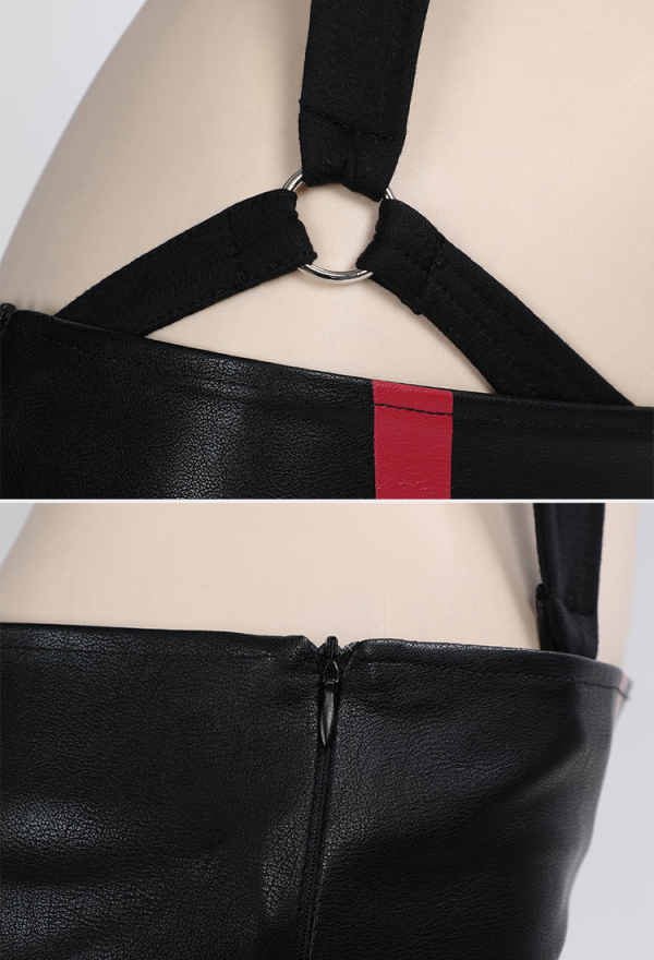 MIDNIGHT DEVIL Gothic Biker Style Set Long Sleeves Bodysuit Suit with Skirt Waist Bag Headband MIDNIGHT DEVIL Gothic Biker Style Set Long Sleeves Bodysuit Suit with Skirt Waist Bag Headband