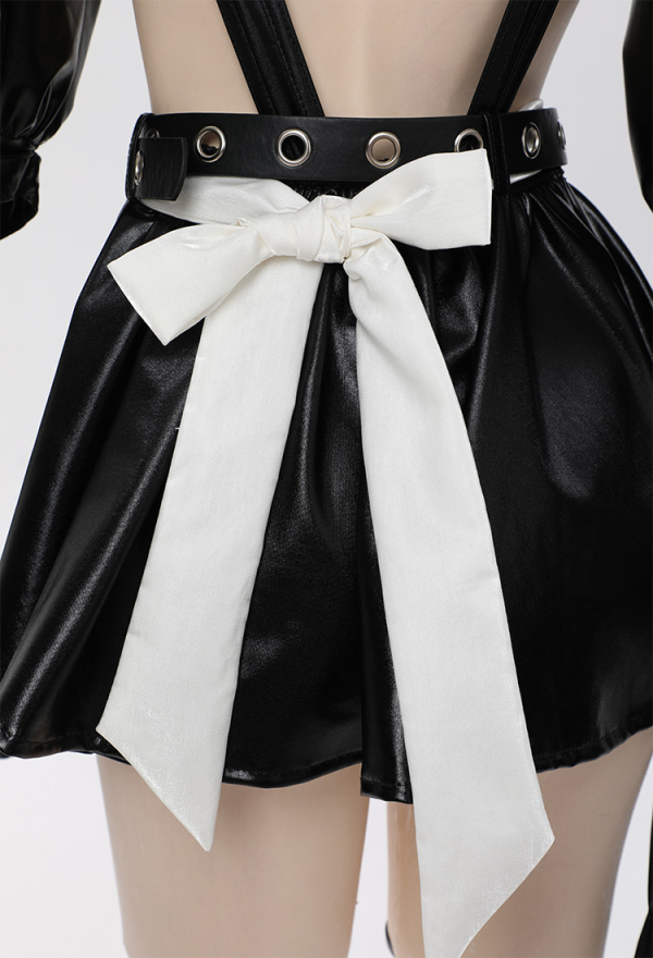 Fierce Fantasy Gothic Dark Maid Lingerie Set Black Sexy Bodysuit with Miniskirt and Stockings Fierce Fantasy Gothic Dark Maid Lingerie Set Black Sexy Bodysuit with Miniskirt and Stockings