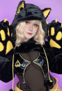 Fierce Fantasy Gothic Dark Yellow Lingerie Set Cat Paw Sexy Bodysuit with Miniskirt and Stockings