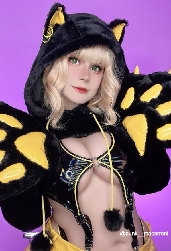 Fierce Fantasy Gothic Dark Yellow Lingerie Set Cat Paw Sexy Bodysuit with Miniskirt and Stockings Fierce Fantasy Gothic Dark Yellow Lingerie Set Cat Paw Sexy Bodysuit with Miniskirt and Stockings