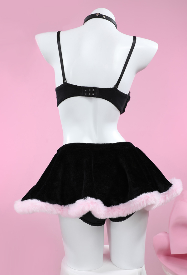 Kawaii Homewear Sexy Lingerie Set Plush Cat Paw Three-Point Top and Panty with Skirt Choker Kawaii Homewear Sexy Lingerie Set Plush Cat Paw Three-Point Top and Panty with Skirt Choker