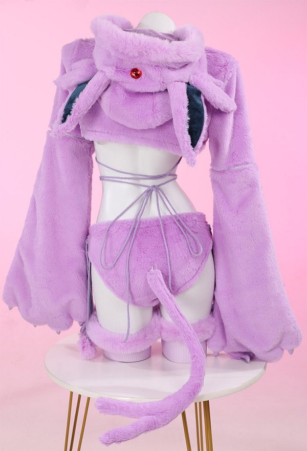 Furry Paw Sexy Lingerie Kawaii Purple Plush Homewear Paw Gloves Hoodie and Bra Panty with Stockings Furry Paw Sexy Lingerie Kawaii Purple Plush Homewear Paw Gloves Hoodie and Bra Panty with Stockings