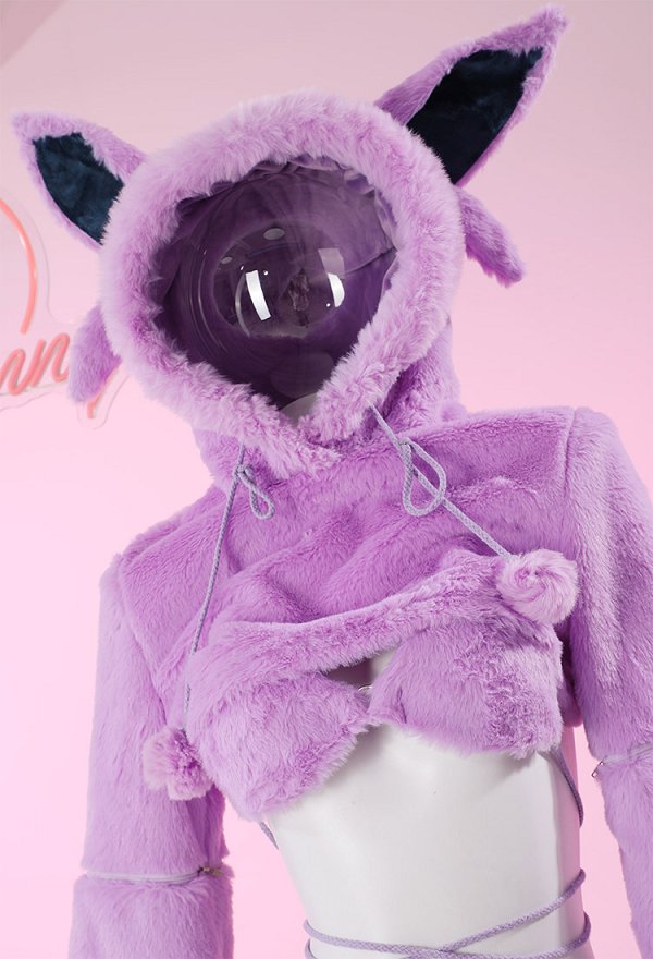 Furry Paw Sexy Lingerie Kawaii Purple Plush Homewear Paw Gloves Hoodie and Bra Panty with Stockings Furry Paw Sexy Lingerie Kawaii Purple Plush Homewear Paw Gloves Hoodie and Bra Panty with Stockings