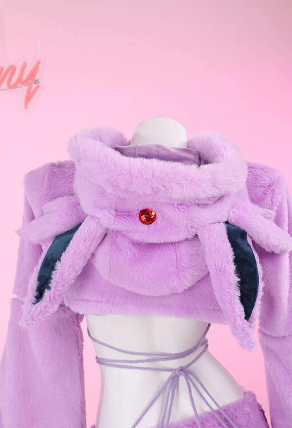 Furry Paw Sexy Lingerie Kawaii Purple Plush Homewear Paw Gloves Hoodie and Bra Panty with Stockings Furry Paw Sexy Lingerie Kawaii Purple Plush Homewear Paw Gloves Hoodie and Bra Panty with Stockings
