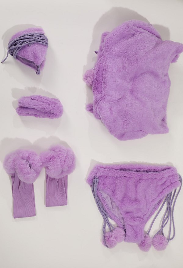 Furry Paw Sexy Lingerie Kawaii Purple Plush Homewear Paw Gloves Hoodie and Bra Panty with Stockings Furry Paw Sexy Lingerie Kawaii Purple Plush Homewear Paw Gloves Hoodie and Bra Panty with Stockings