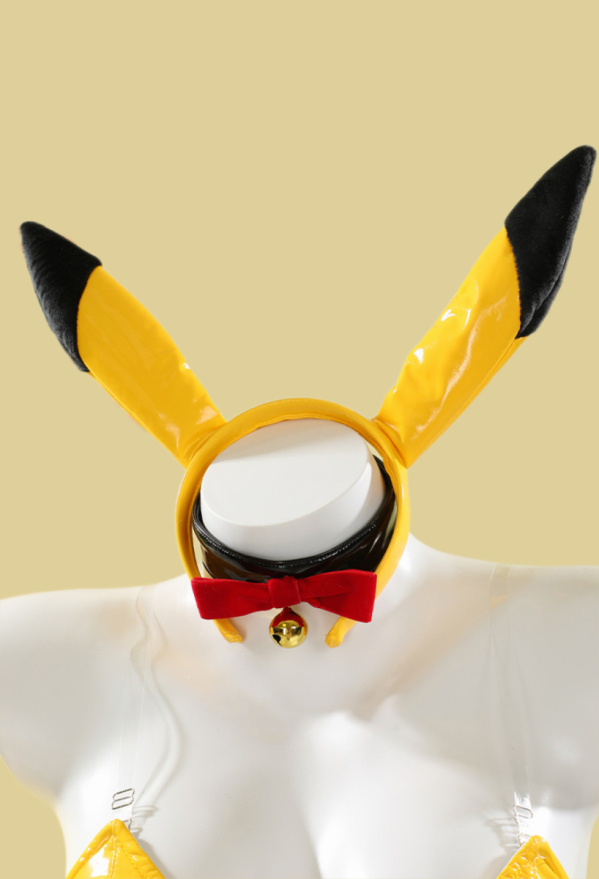 Bunny Girl Sexy Lingerie Set Yellow Bodysuit and Headband with Tail Stockings
