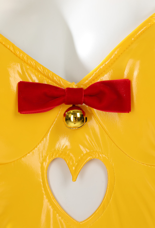 Bunny Girl Sexy Lingerie Set Yellow Bodysuit and Headband with Tail Stockings