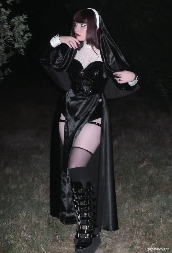 HOLY LOVE Gothic Dark Style Nun Costume Set Black and White Lingerie Set HOLY LOVE Gothic Dark Style Nun Costume Set Black and White Lingerie Set