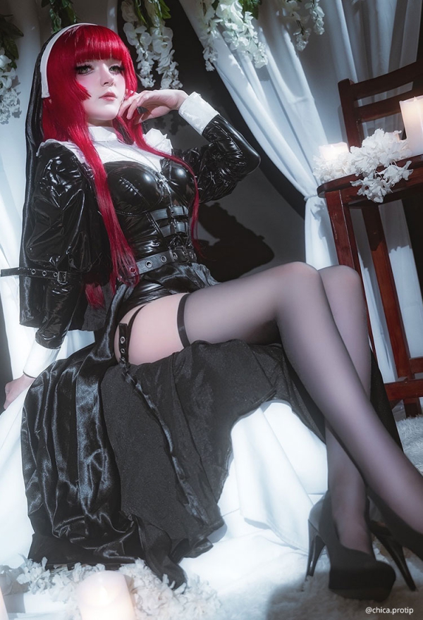 HOLY LOVE Gothic Dark Style Nun Costume Set Black and White Lingerie Set HOLY LOVE Gothic Dark Style Nun Costume Set Black and White Lingerie Set