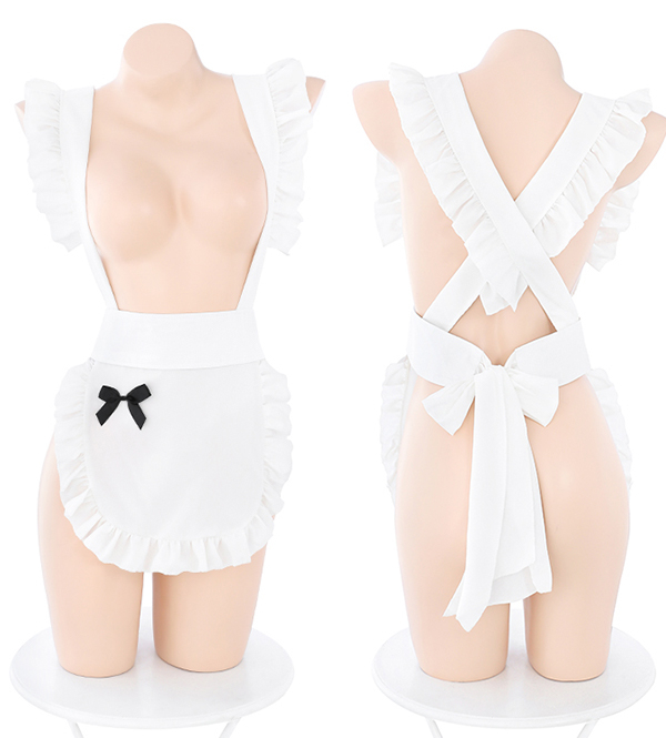Source of Joy Women Sexy Black Maid Uniform Style Cutout Bodysuit with Apron and Headband Source of Joy Women Sexy Black Maid Uniform Style Cutout Bodysuit with Apron and Headband